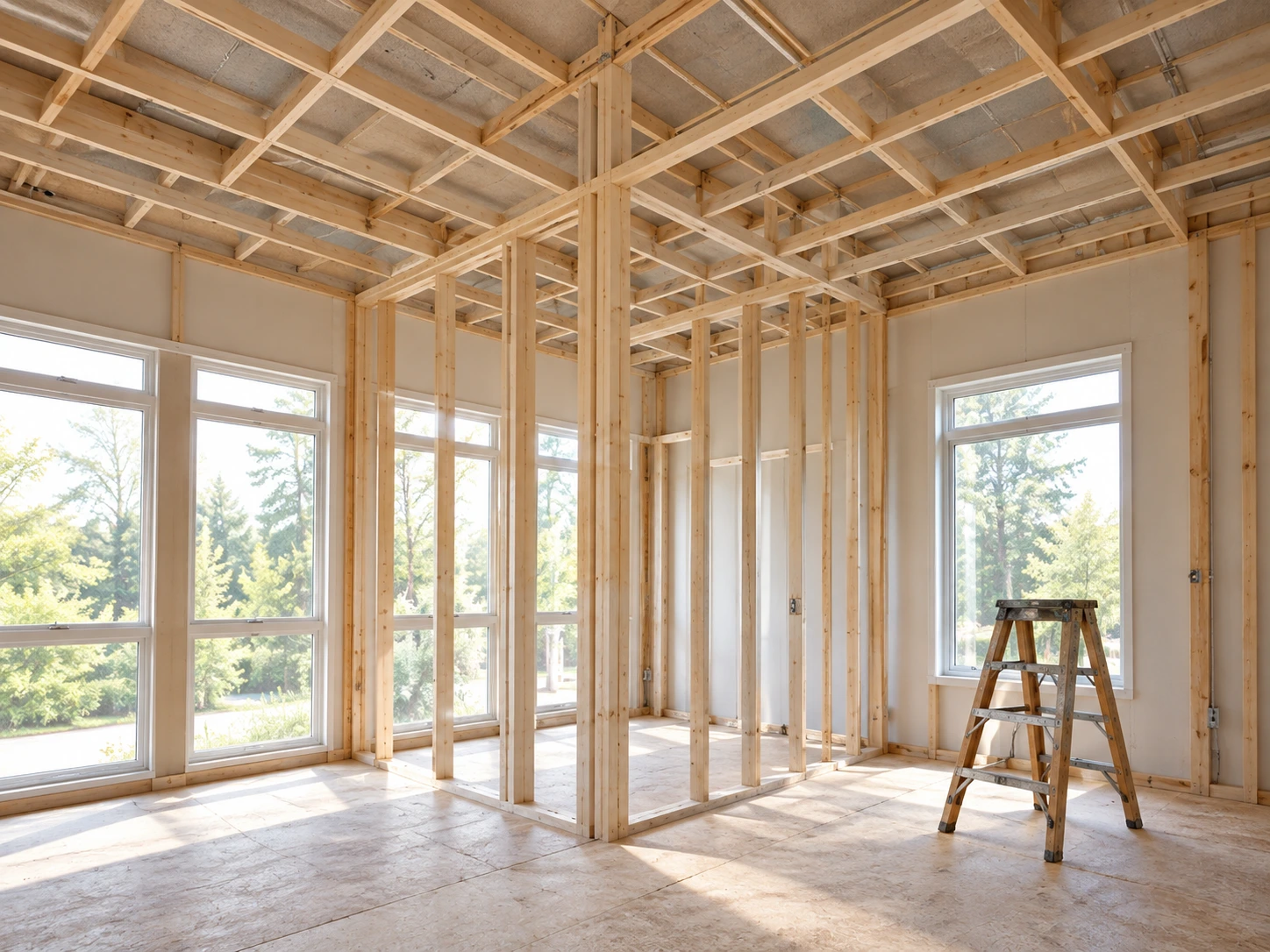 Service illustration of an interior under construction