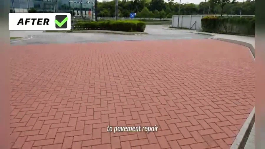 Repaired pavement shown in the maintenance video